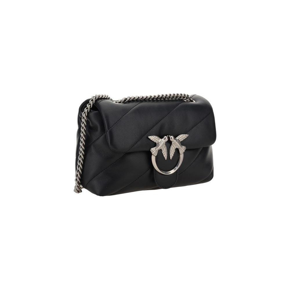 PINKO Black Calf Leather Bos Taurus Shoulder Bag PINKO