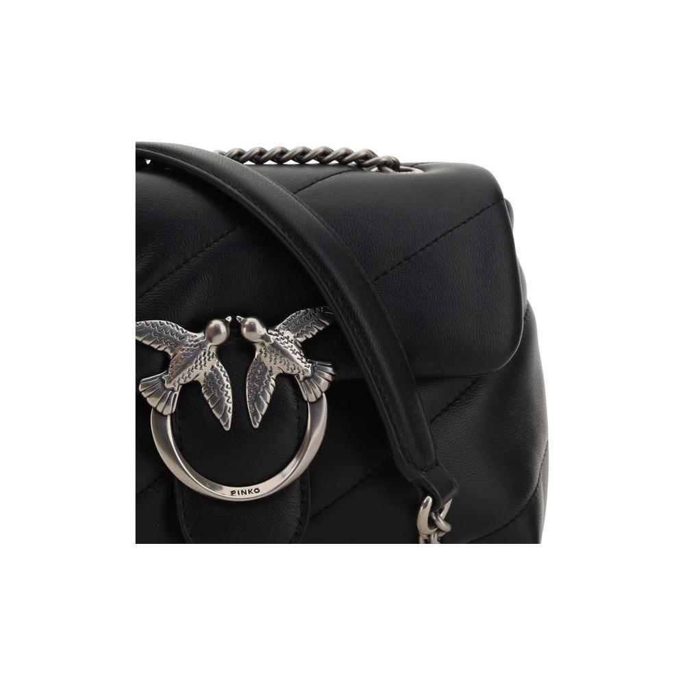 PINKO Black Calf Leather Bos Taurus Shoulder Bag PINKO