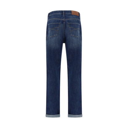 Brunello Cucinelli Blue Cotton Straight-Leg Jeans