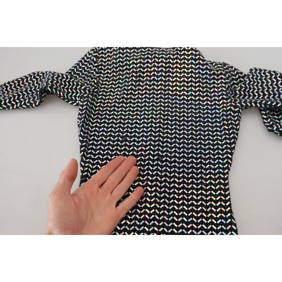 Dolce & Gabbana Black Embellished Nylon Bodycon Mini Dress