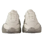 Dolce & Gabbana White Silver Leather Daymaster Sneakers Shoes