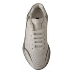 Dolce & Gabbana White Silver Leather Daymaster Sneakers Shoes