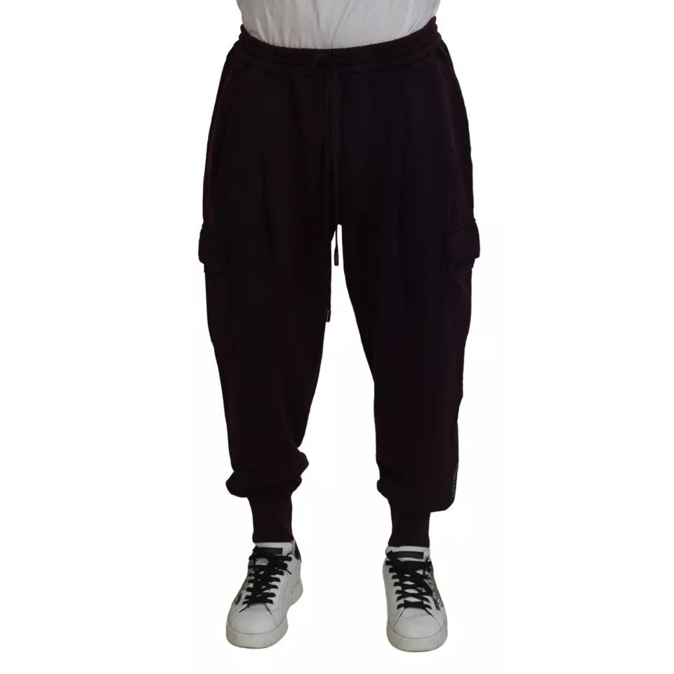 Dolce & Gabbana Bordeaux Cotton Cargo Jogger Sweatpants Pants