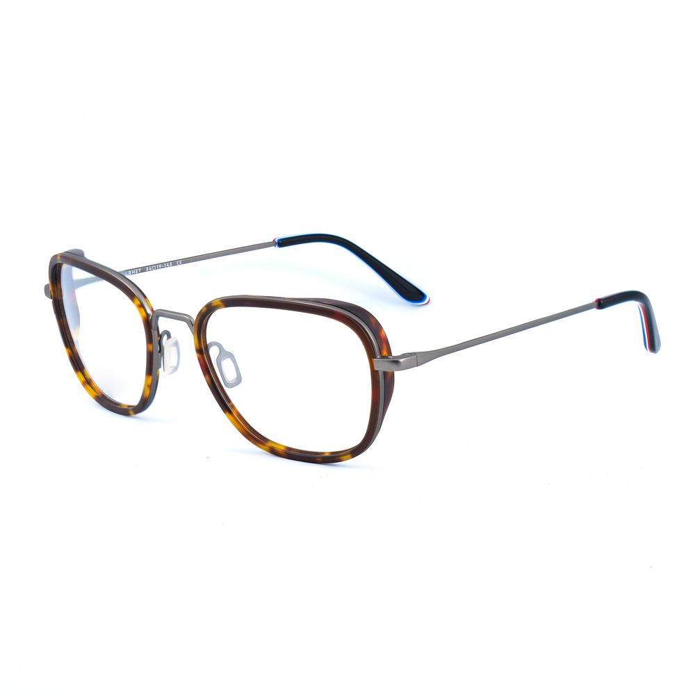 Vuarnet Brown Stainless Steel Frames with clip-on sunglasses, unisex design, brown color, 53/17/145 mm dimensions, eyewear fashion.
