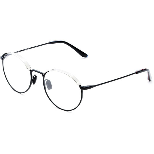 Vuarnet Black Stainless Steel Frames with round glasses and black bridge, lens dimensions 55/17/145mm