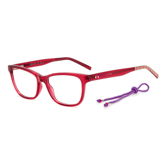 M Missoni Red Acetate Frames for women eyewear with stylish design, size 52/16/140 mm, featuring vibrant red color.