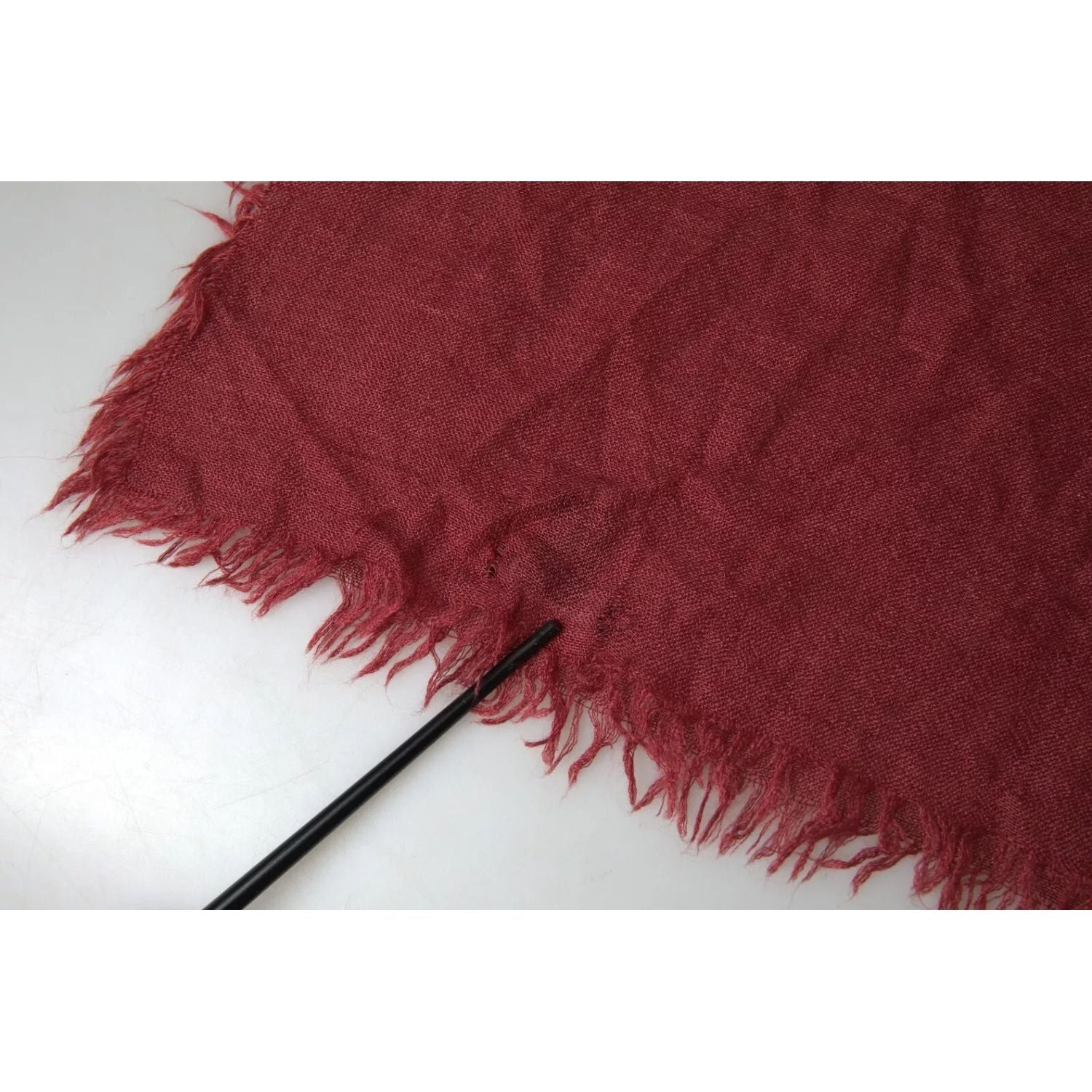 Dolce & Gabbana Maroon Cashmere Knit Wrap Shawl Fringe Scarf