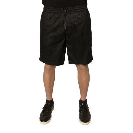 Dolce & Gabbana Black Polyester Jersey Mid Waist Shorts