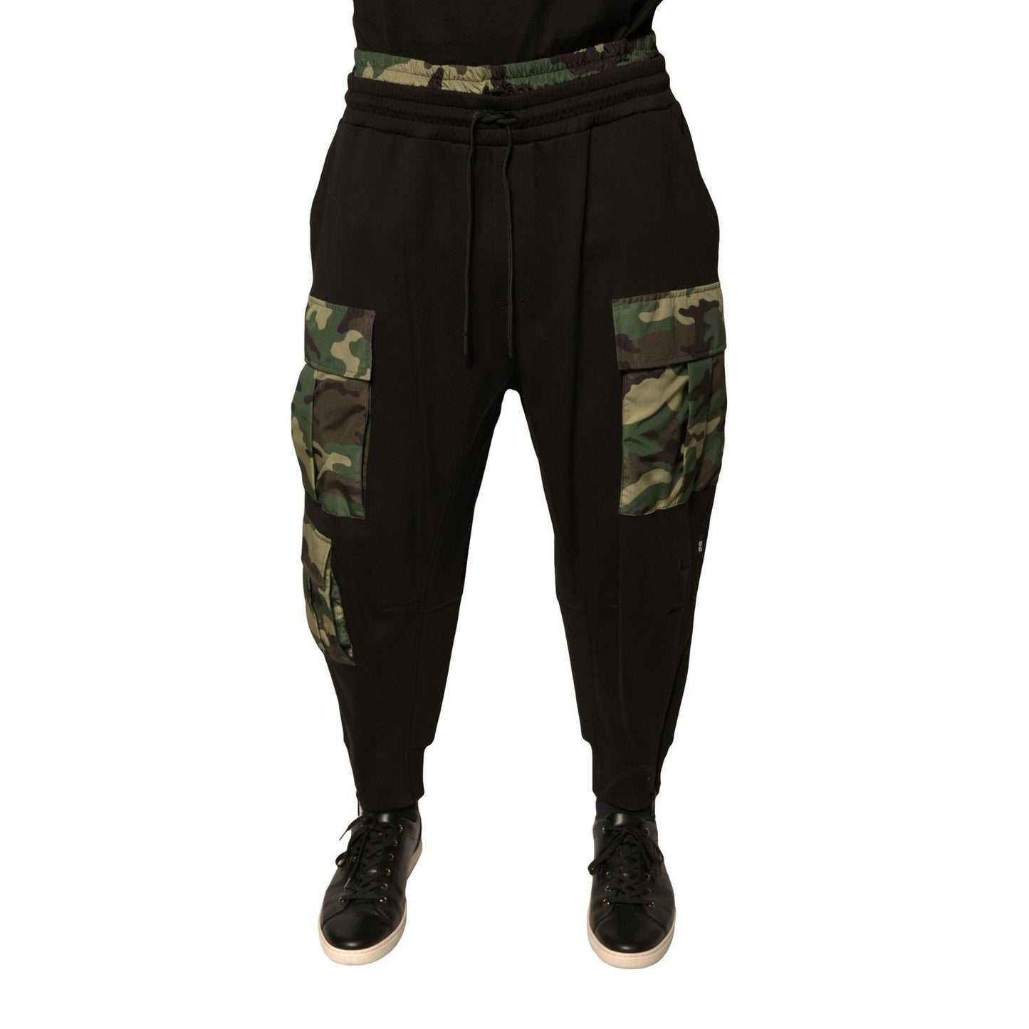 Dolce & Gabbana Black Camouflage Cotton Jogger Cargo Pants