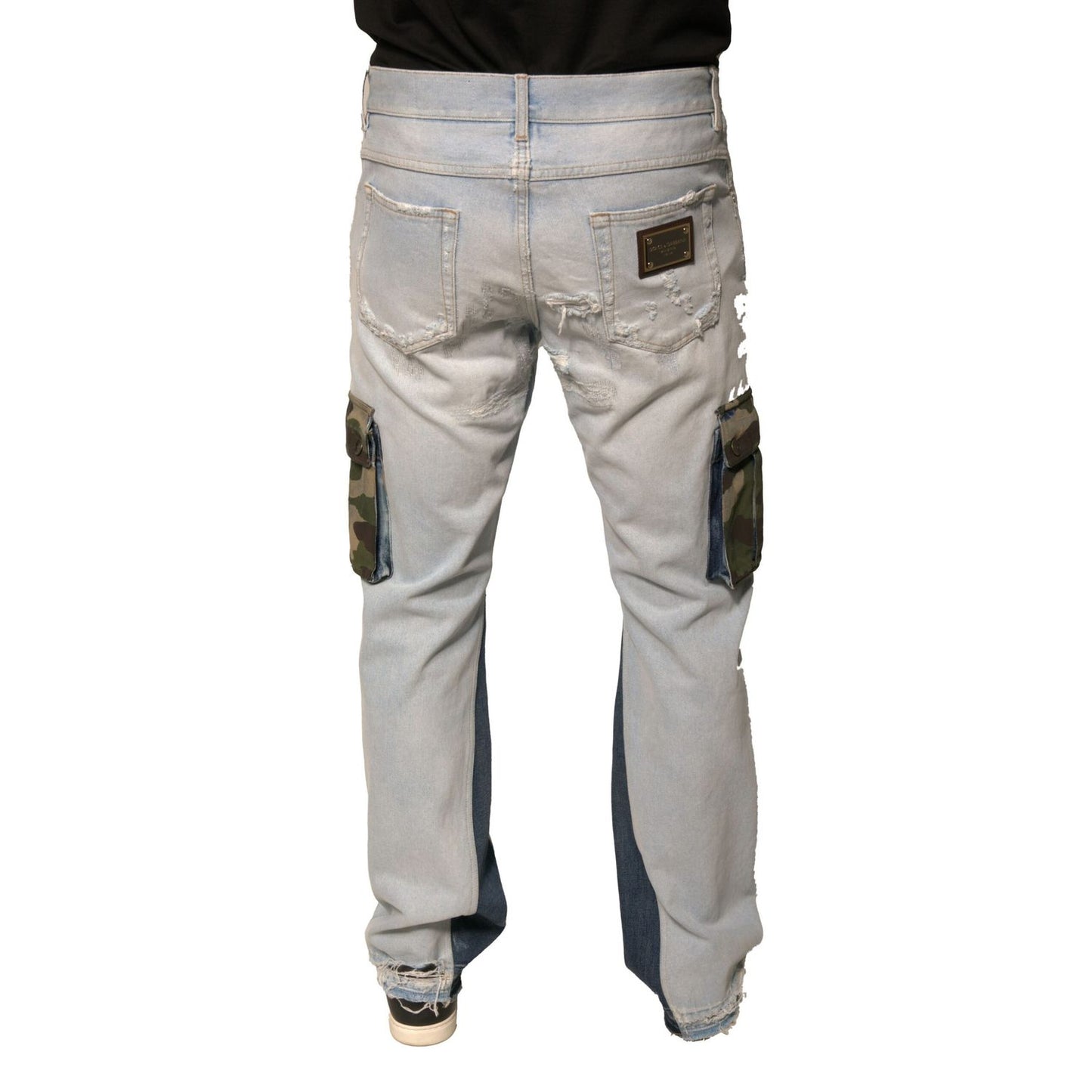 Dolce & Gabbana Light Blue Cotton Cargo Straight Denim Jeans