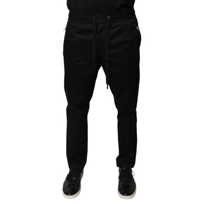 Dolce & Gabbana Black Cotton Stretch Skinny Sweatpants Pants