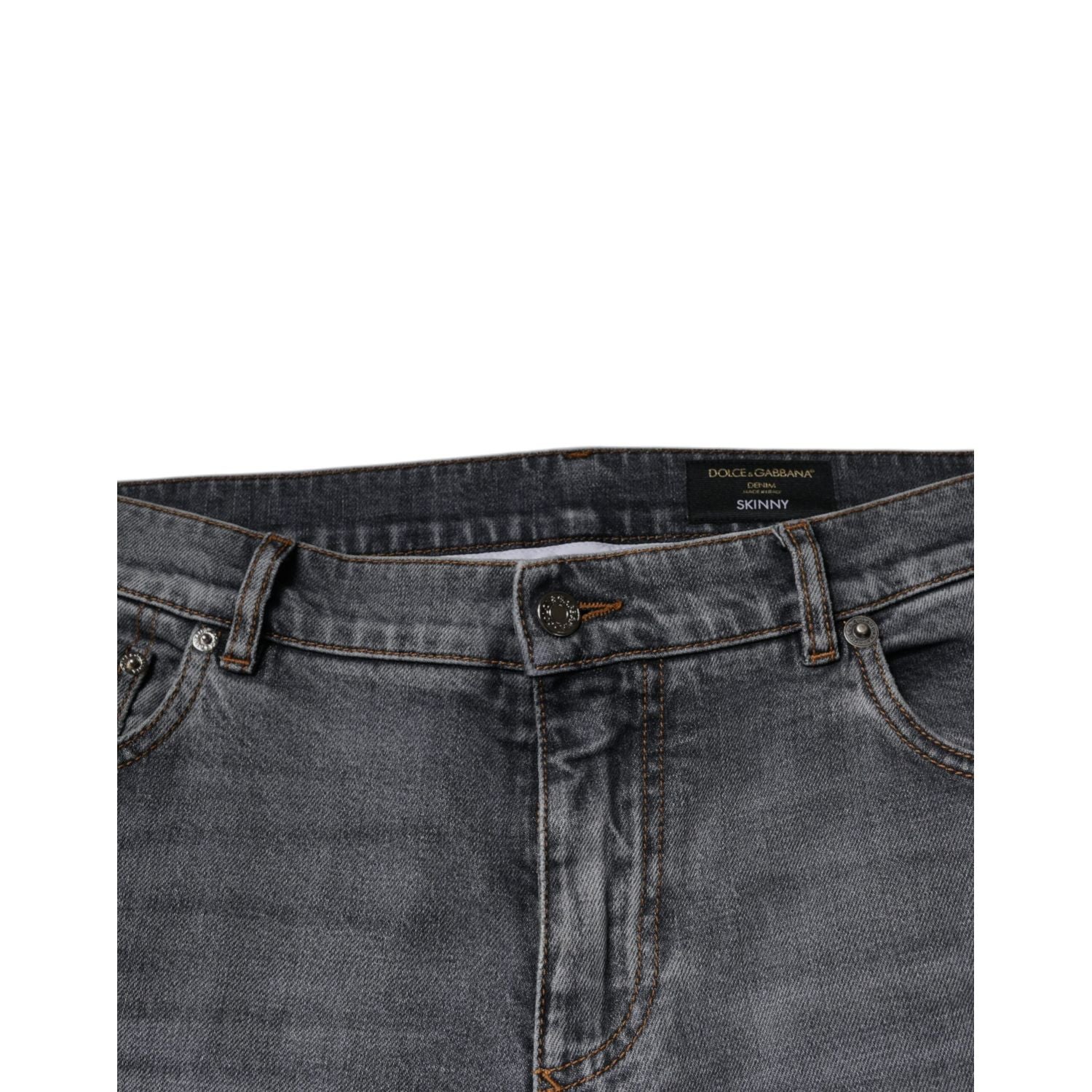 Dolce & Gabbana Gray Logo Cotton Stretch Skinny Denim Jeans