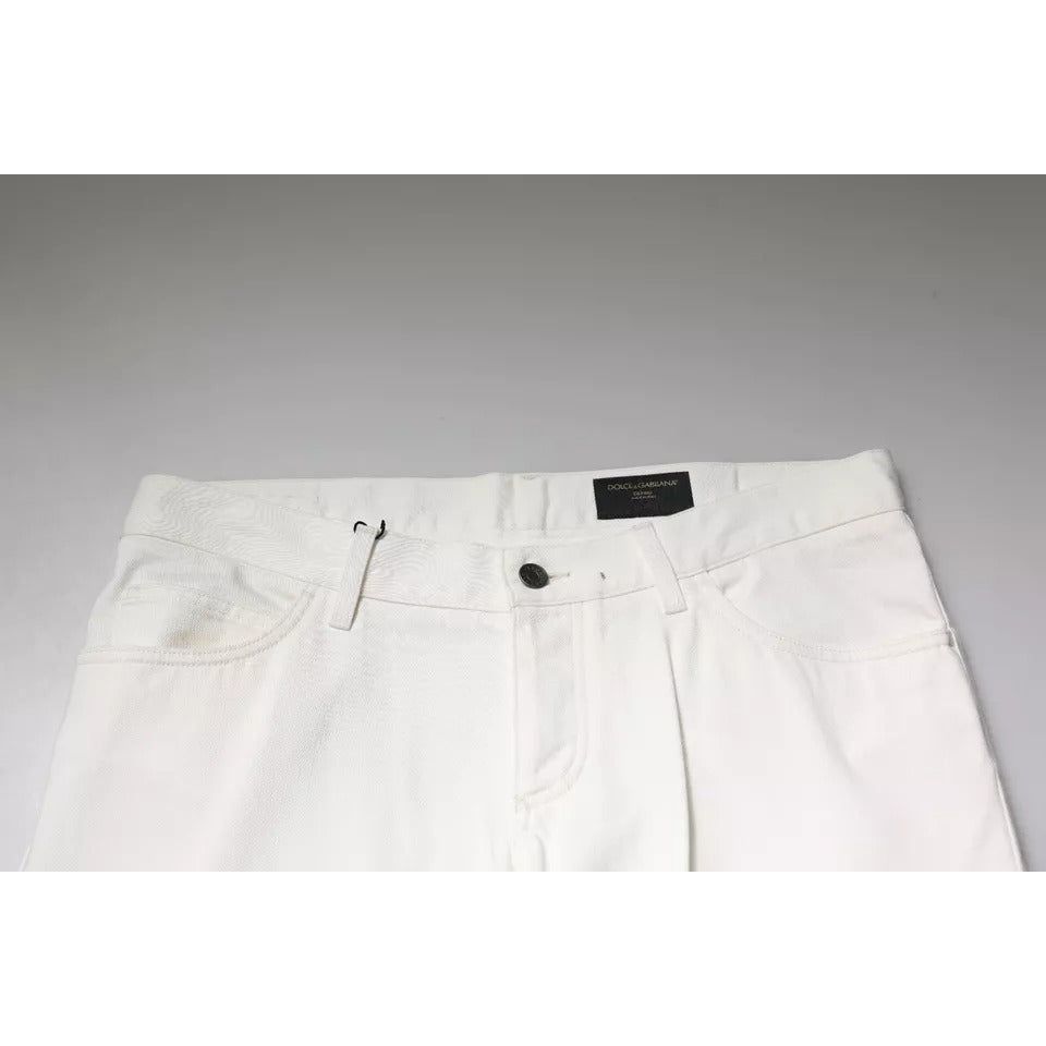 Dolce & Gabbana White Cotton Skinny Denim Jeans