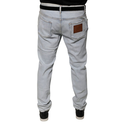 Dolce & Gabbana Light Blue Cotton Tattered Skinny Denim Jeans