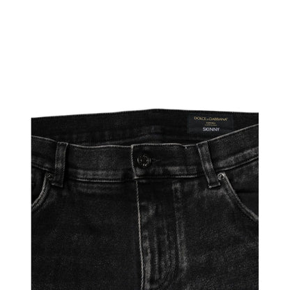 Dolce & Gabbana Black Cotton Stretch Skinny Men Denim Jeans