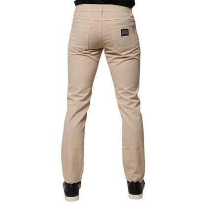 Dolce & Gabbana Beige Cotton Stretch Regular Men Denim Jeans
