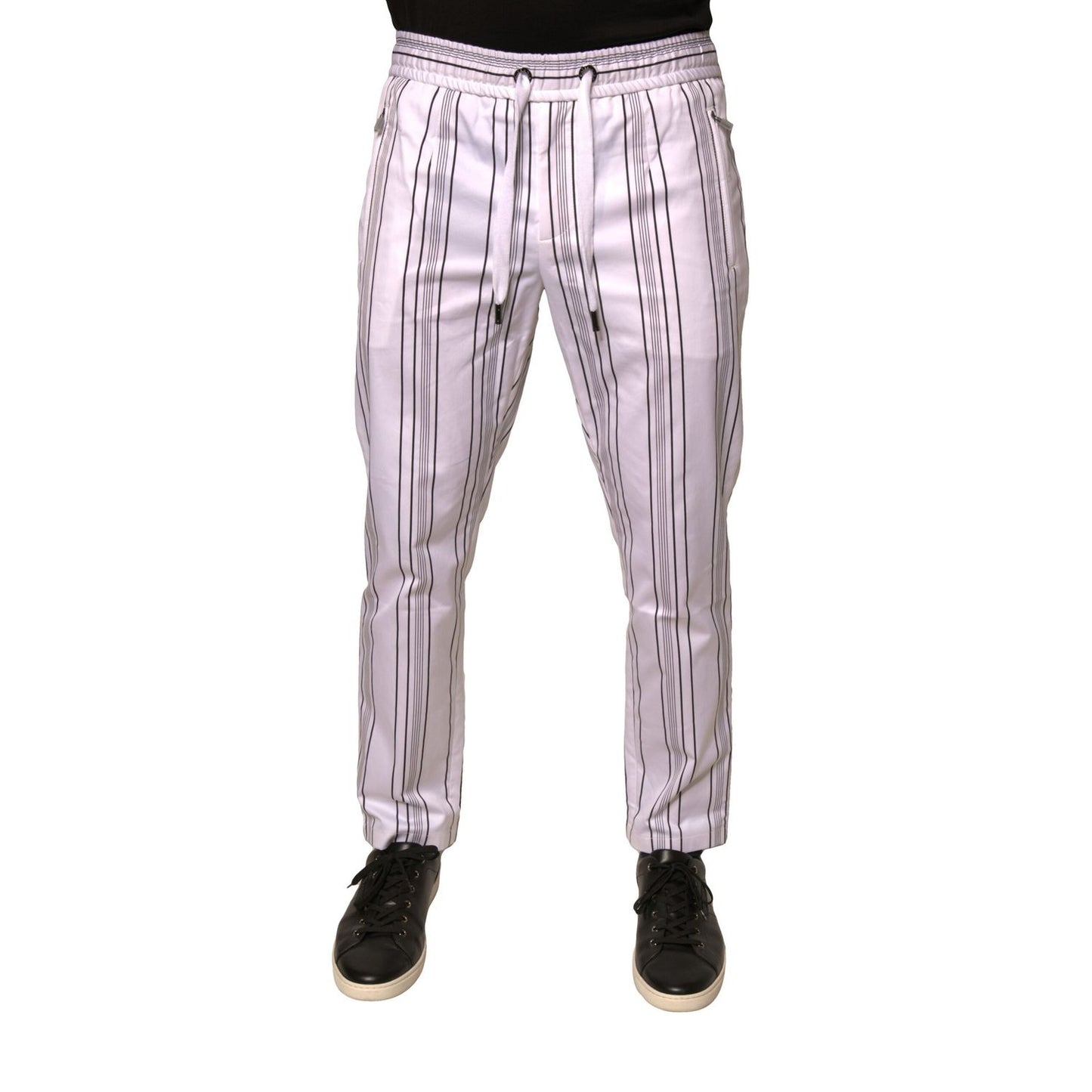 Dolce & Gabbana White Stripe Cotton Dress Skinny Pants