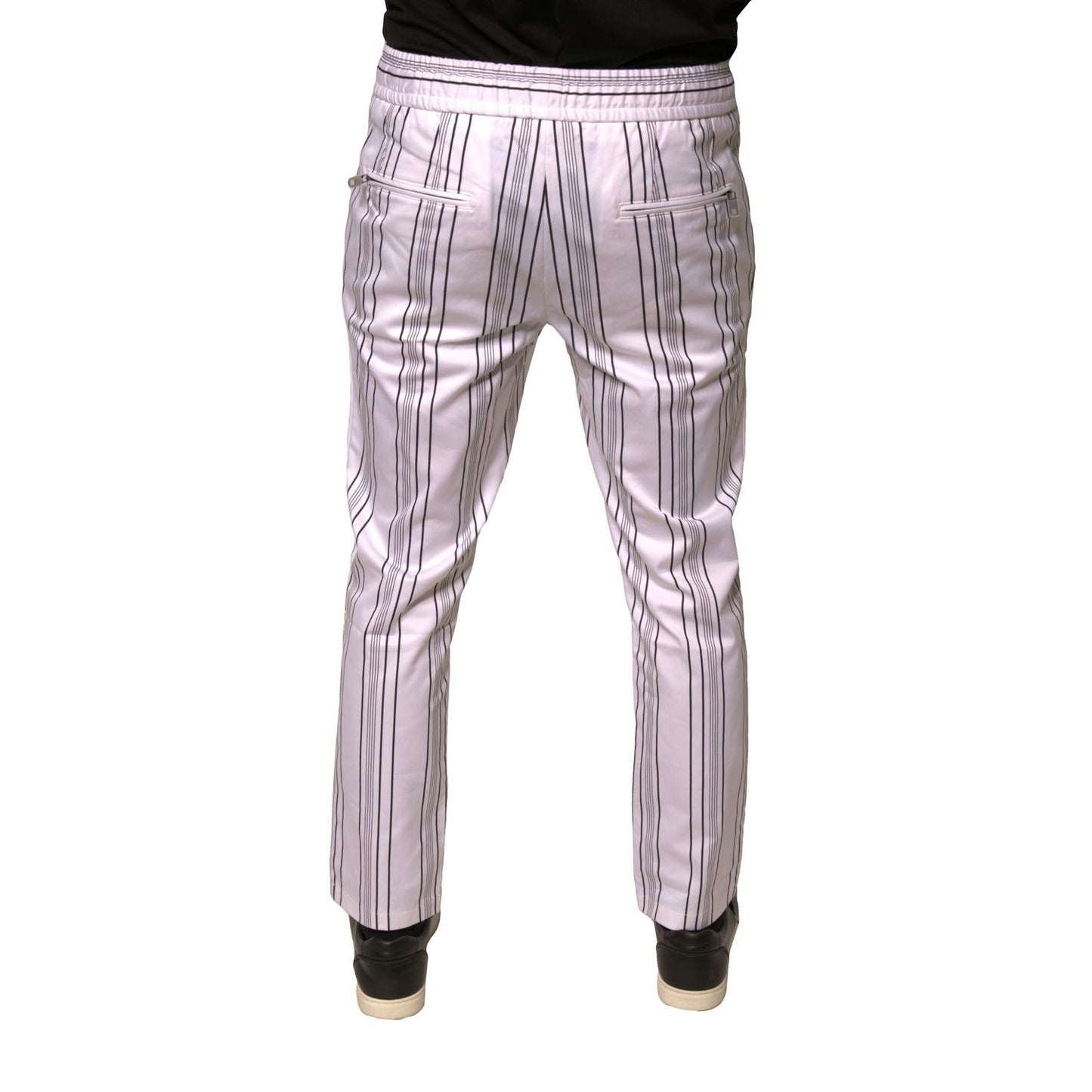 Dolce & Gabbana White Stripe Cotton Dress Skinny Pants