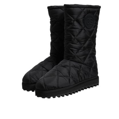 Dolce & Gabbana Black Polyester Padded Mid Calf Boots Winter Shoes