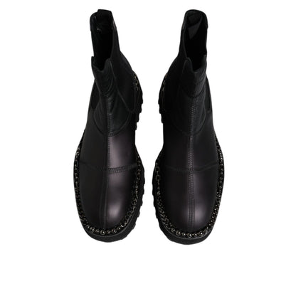Dolce & Gabbana Black Chelsea Boots Leather Slip On Shoes