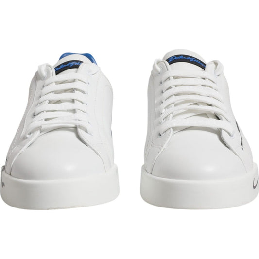 Dolce & Gabbana White Blue Portofino Leather Sneakers Shoes MV6668-41