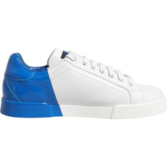 Dolce & Gabbana White Blue Portofino Leather Sneakers Shoes MV6668-41
