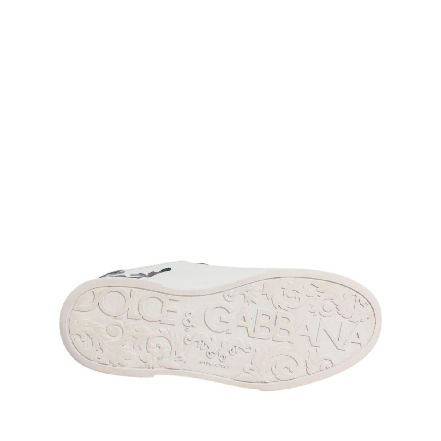 Dolce & Gabbana White Blue Leather Crown Milano Sneakers Shoes