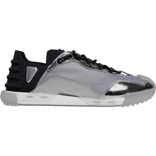 Dolce & Gabbana Silver Black Nylon NS1 Low Top Sneakers Shoes MV6723-43