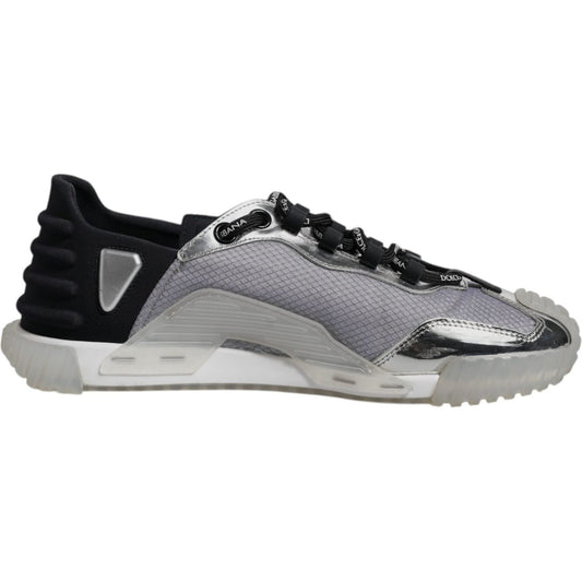 Dolce & Gabbana Silver Black Nylon NS1 Low Top Sneakers Shoes MV6724-41.5