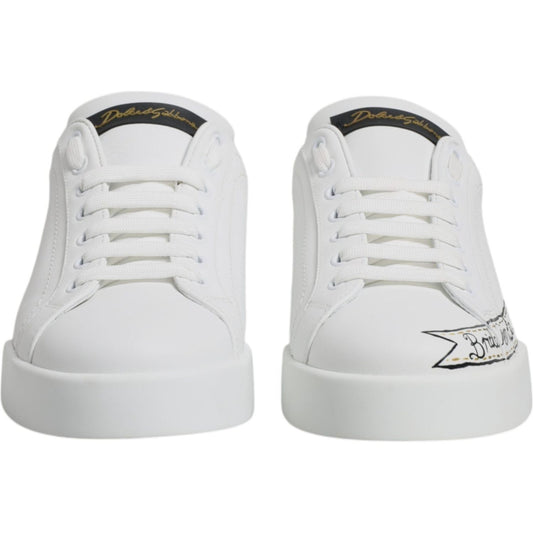 Dolce & Gabbana White Leather Low Top Lace Up Sneakers Shoes MV6738-40