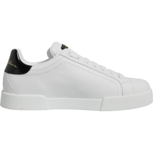 Dolce & Gabbana White Leather Low Top Lace Up Sneakers Shoes MV6738-40