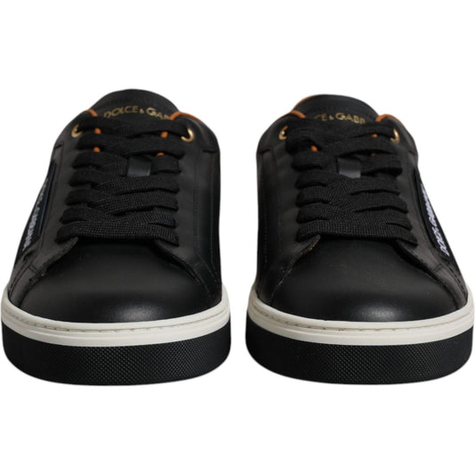 Dolce & Gabbana Black Leather Low Top Men Sneakers Shoes MV6775-39