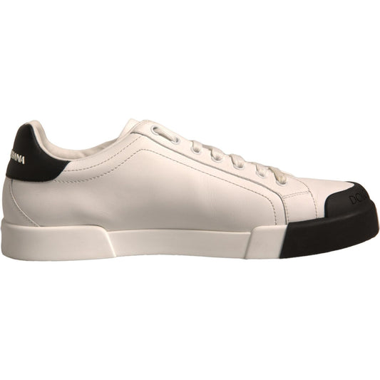 Dolce & Gabbana White Leather Logo Portofino Sneakers Shoes MV6912-39.5