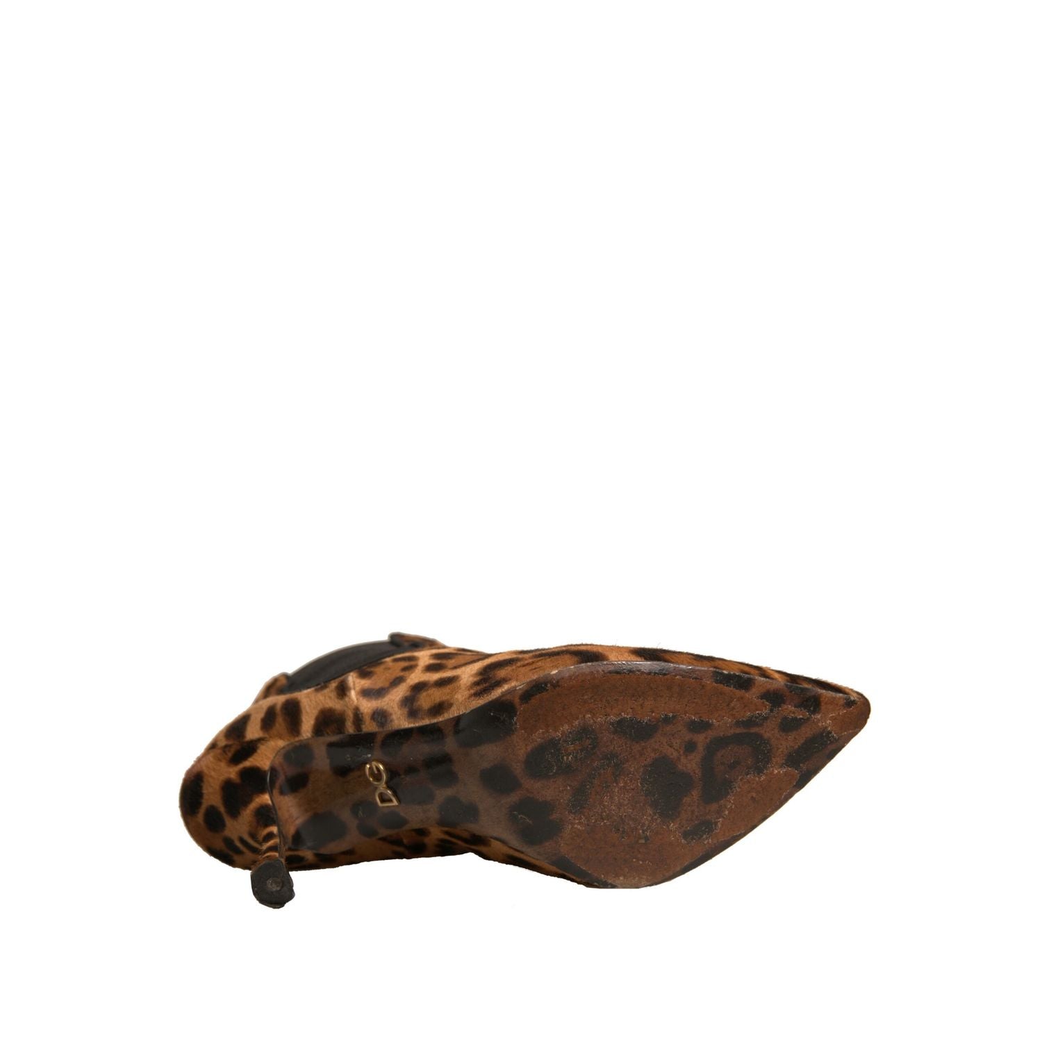 Dolce & Gabbana Brown Leopard Leather Stretch Heels Boots Shoes