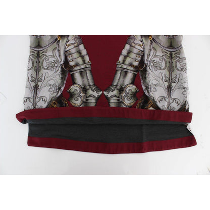 Dolce & Gabbana Red Knight Print Silk Blouse T-shirt