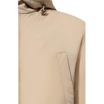 Herno Beige Nylon Men Jacket with Fur-Trimmed Hood