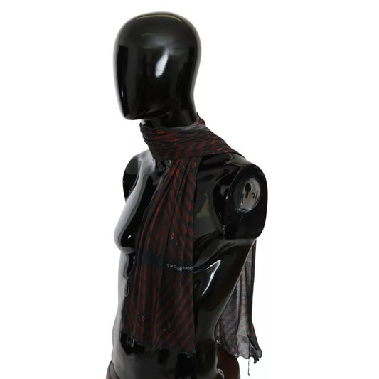 Dolce & Gabbana Black Red Viscose Foulard Branded Scarf