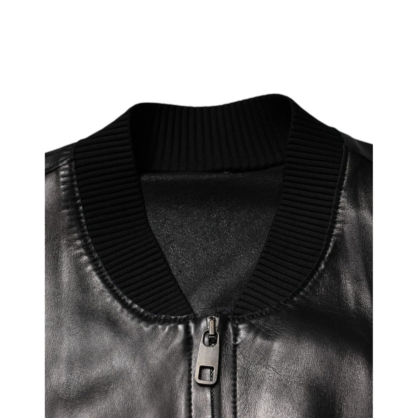 Dolce & Gabbana Black Leather Full Zip Biker Blouson Jacket