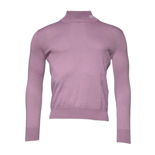 MSGM Purple Wool Knit Turtle Neck Long Sleeve Pullover Sweater