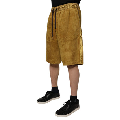 Dolce & Gabbana Brown Lambskin Suede Men Bermuda Shorts