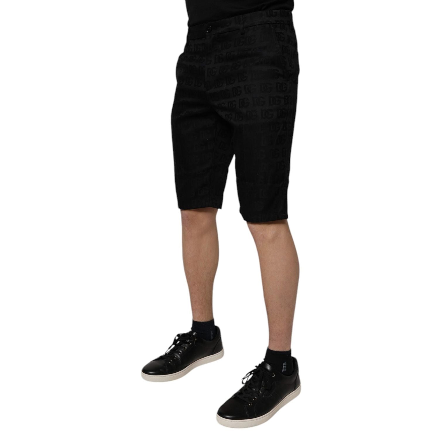 Dolce & Gabbana Black Cotton Casual Mid Waist Chino Shorts