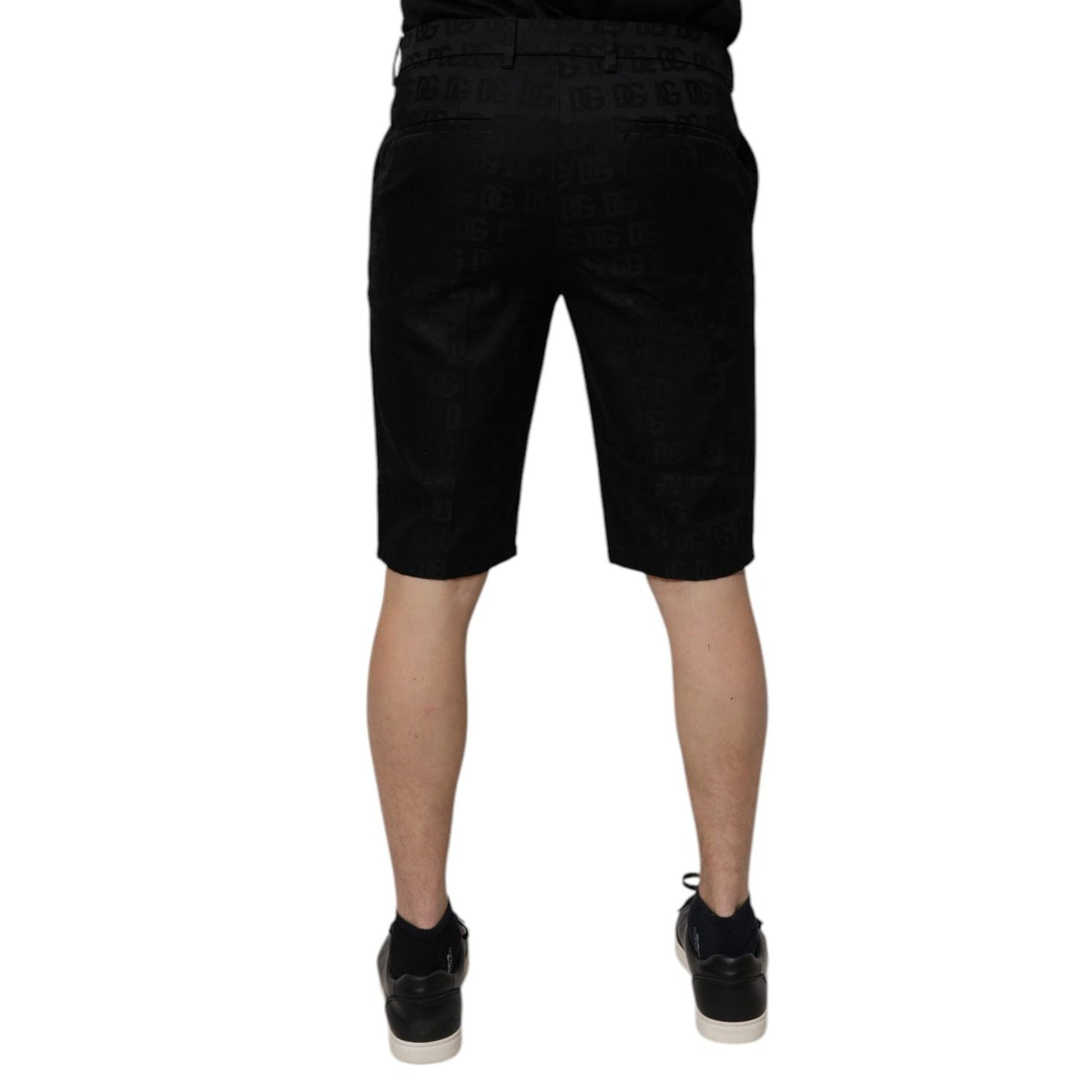Dolce & Gabbana Black Cotton Casual Mid Waist Chino Shorts