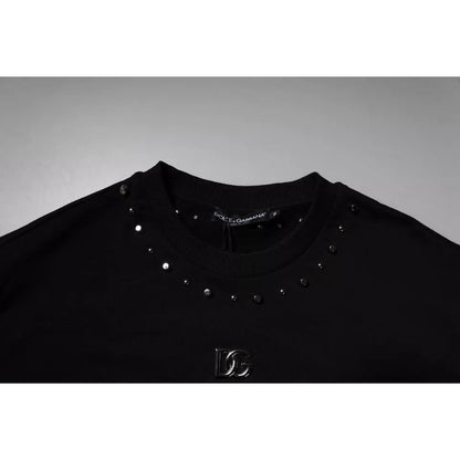 Dolce & Gabbana Black Logo Stud Pullover Sweatshirt Sweater