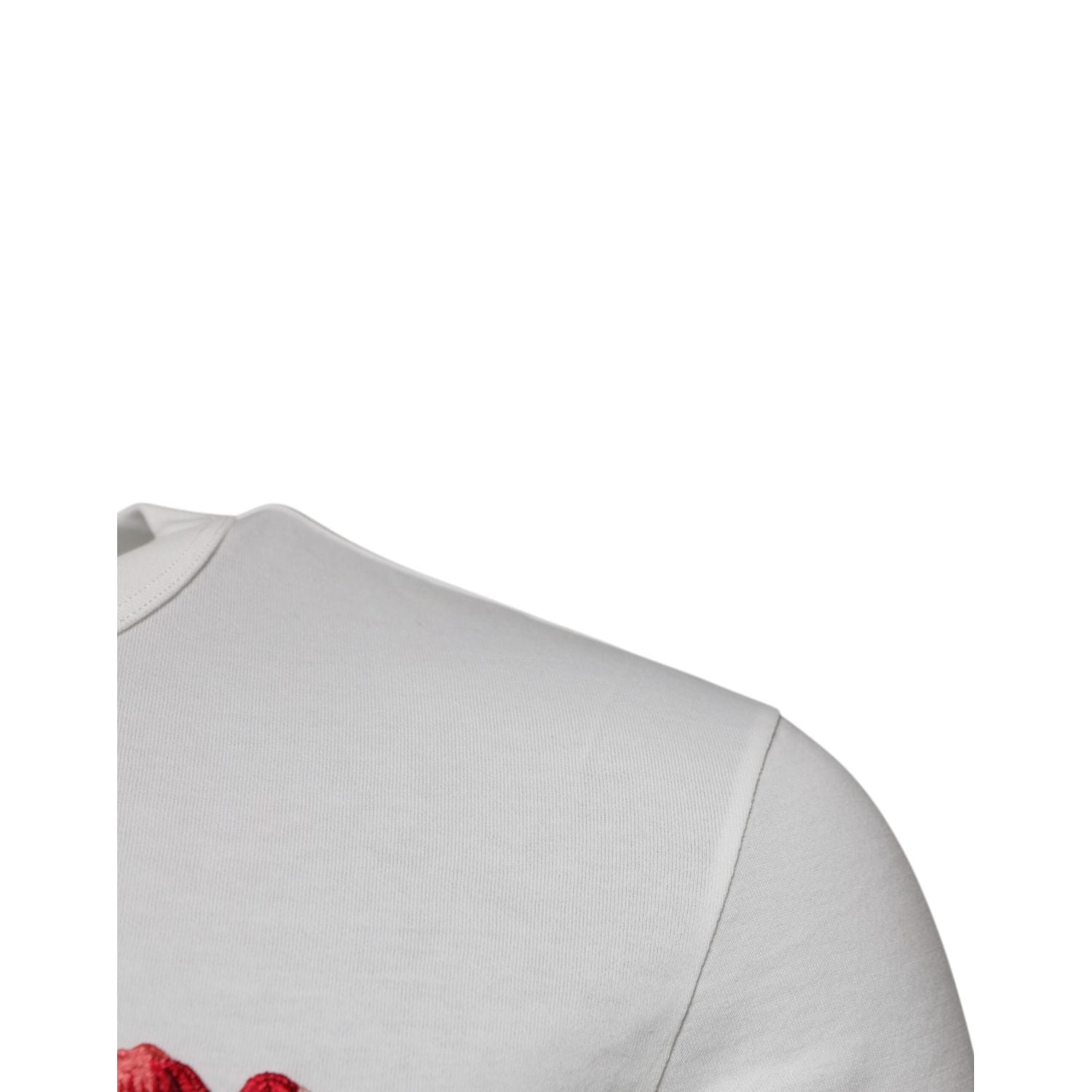 Dolce & Gabbana White Cotton Logo Floral Crew Neck T-shirt