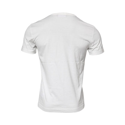 Dolce & Gabbana White Cotton Logo Floral Crew Neck T-shirt