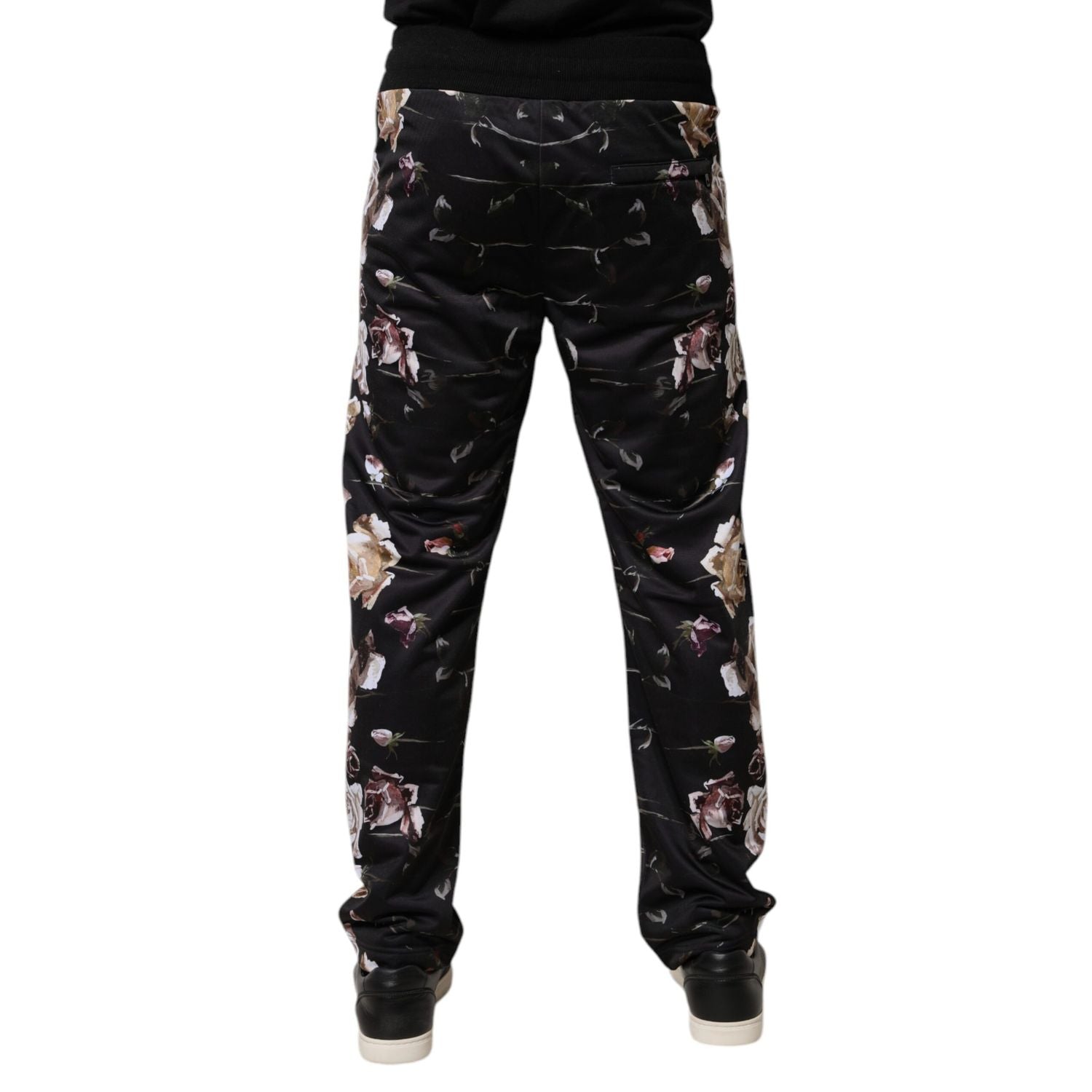 Dolce & Gabbana Black Floral Polyester Jogger Pants