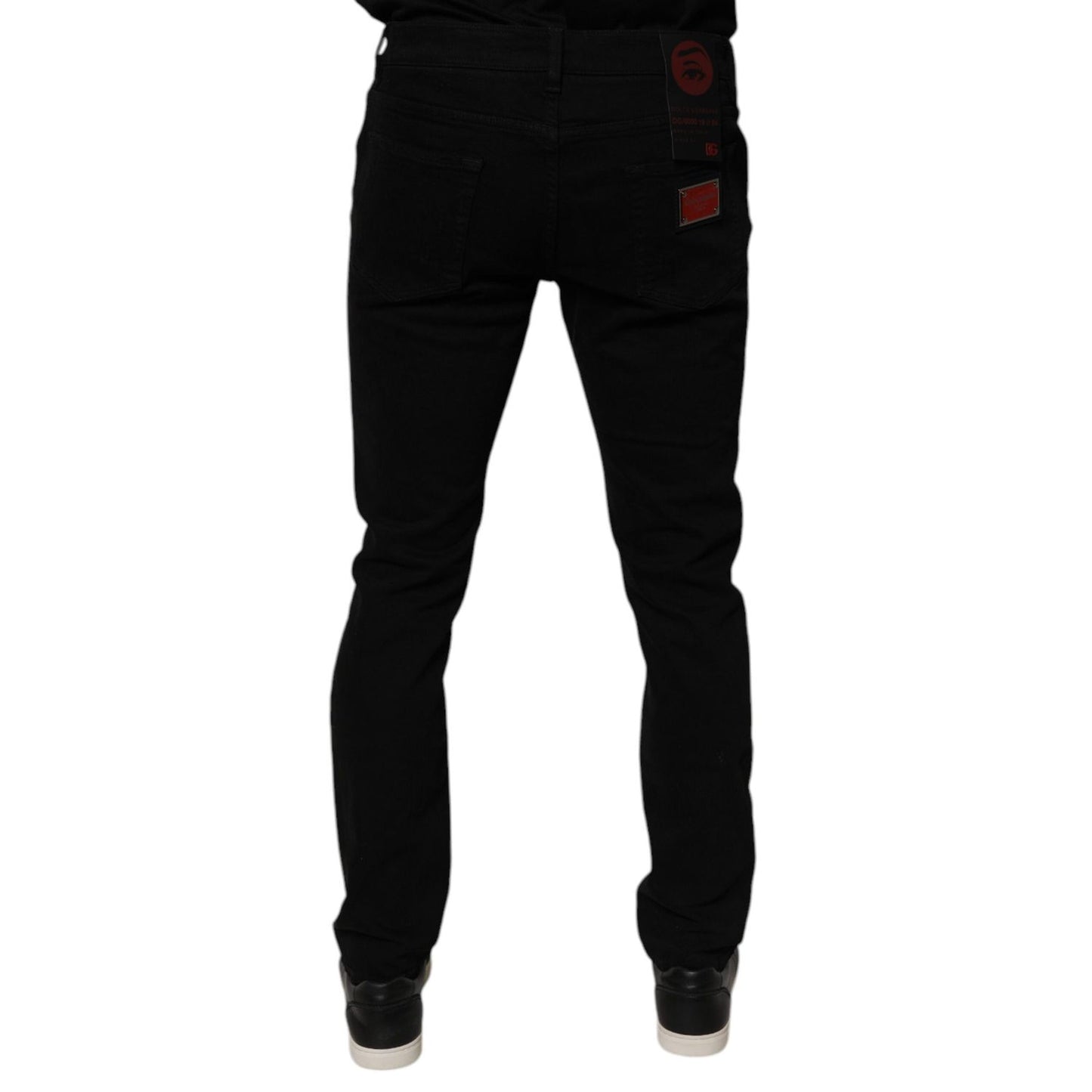 Dolce & Gabbana Black Tattered Cotton Skinny Men Denim Jeans PAN76068-50