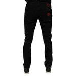 Dolce & Gabbana Black Tattered Cotton Skinny Men Denim Jeans PAN76068-50