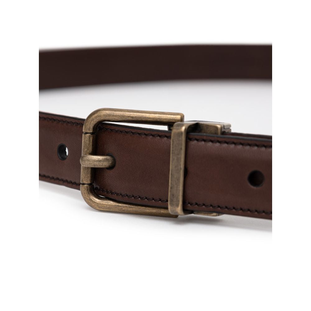 Dolce & Gabbana Brown Calfskin Belt DO-8815664-100 CM / 40 INCHES