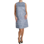 Dolce & Gabbana Light Blue Fringe Shift Gown Dress